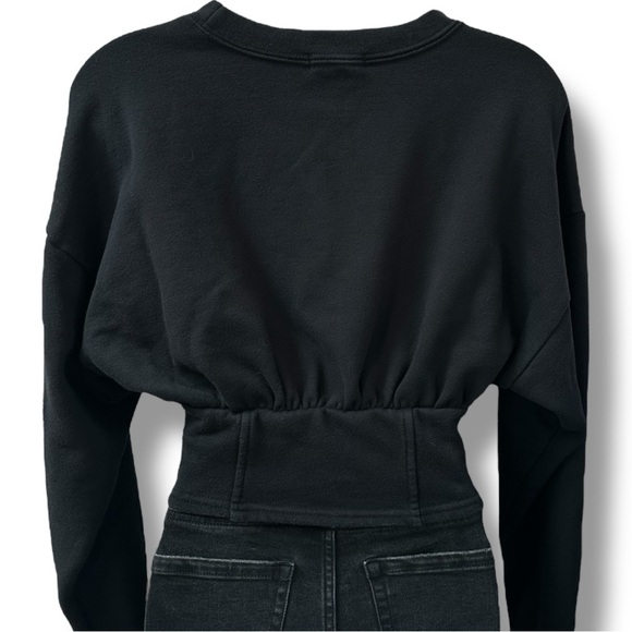 Good American Terry Corset Crewneck Black sz 2 / Medium - Picture 4 of 6